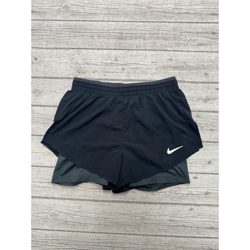 Nike 2-in-1 Running Shorts Women's S Black Dri-FIT Swoosh Training Activewear